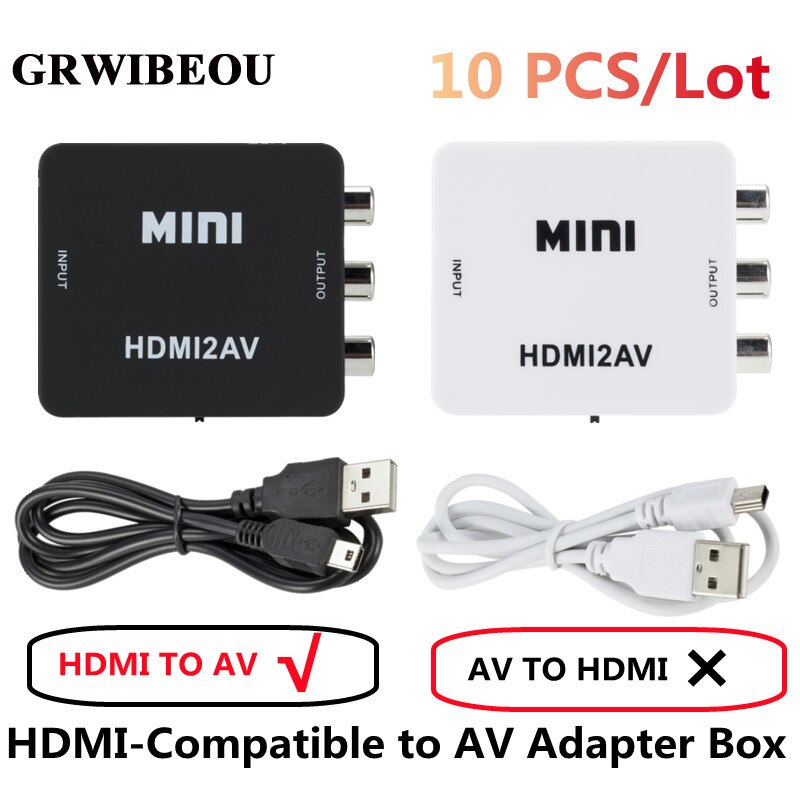 10PCS HDMI ȣȯ AV  HD   ڽ HD RCA AV/CVSB L/R   NTSC PAL HDMI2AV  
